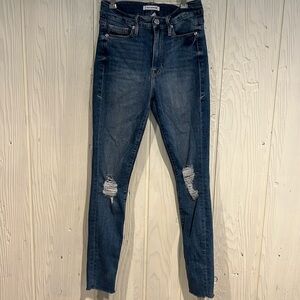 Good American Good Waist Jeans Distressed Blue Size 0 25